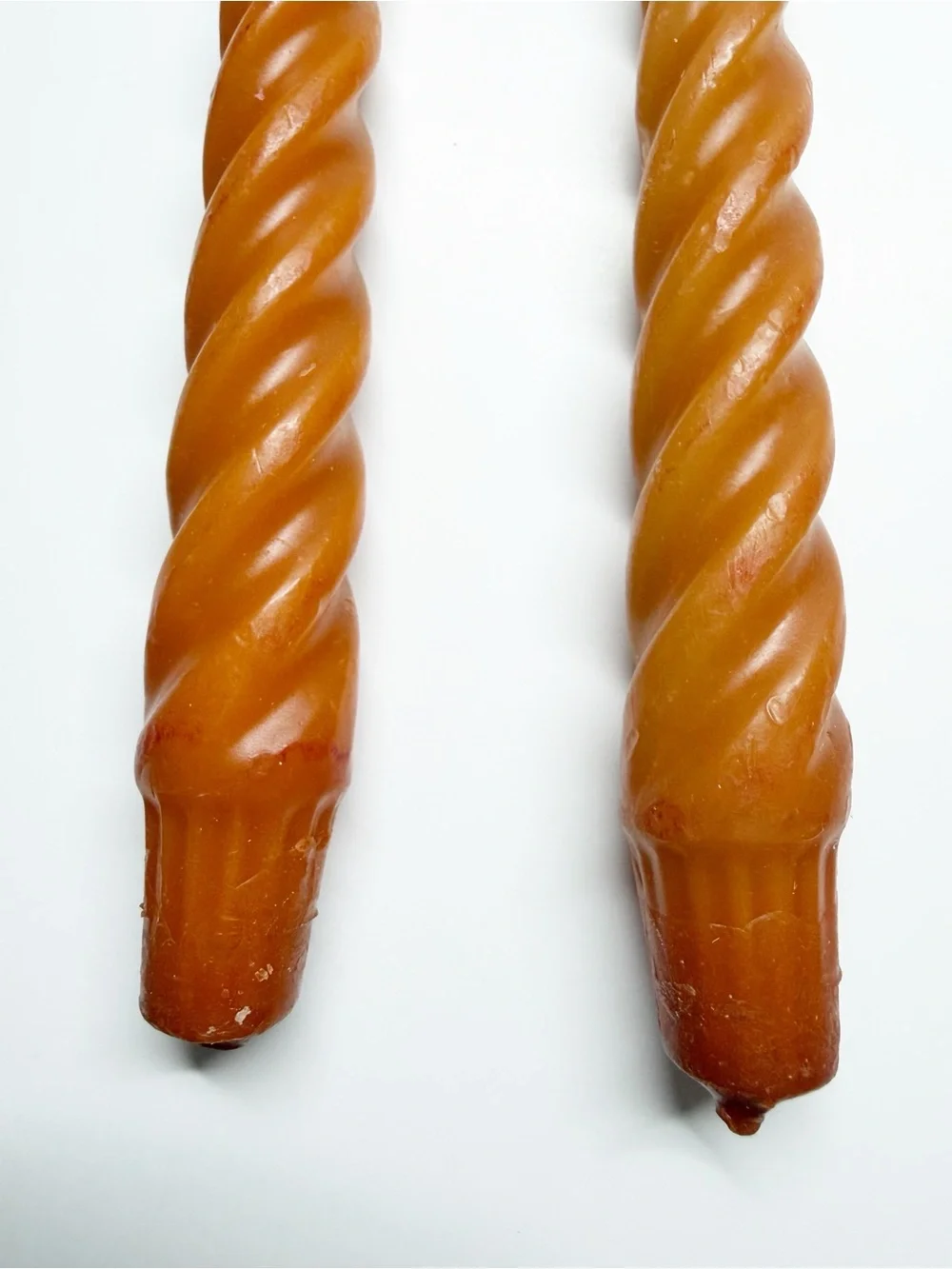 Vintage Amber Orange Swirl Taper Candles 9.5”
